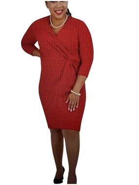 KASPER WOMENS TWIST-FRONT 3/4-SLEEVE CRIMSON 3X NWT